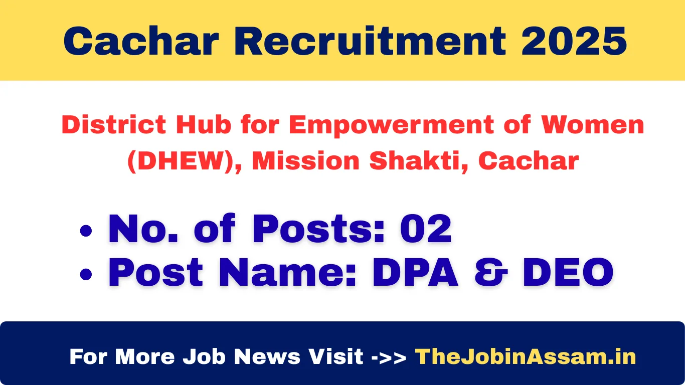 Cachar Recruitment 2025: Apply for District Programme Assistant & Data Entry Operator Posts