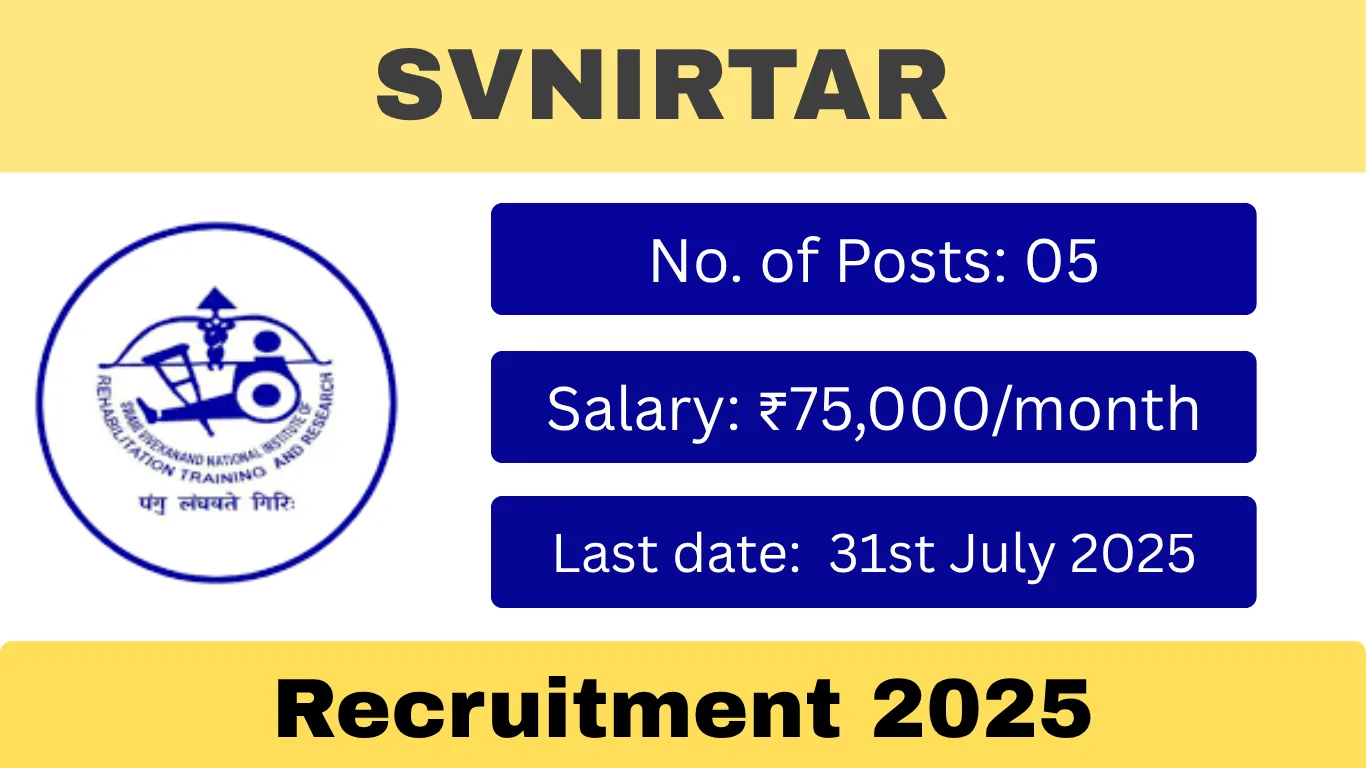SVNIRTAR Recruitment 2025: Apply for Nursing Sister, Lecturer, Demonstrator & Consultant Posts