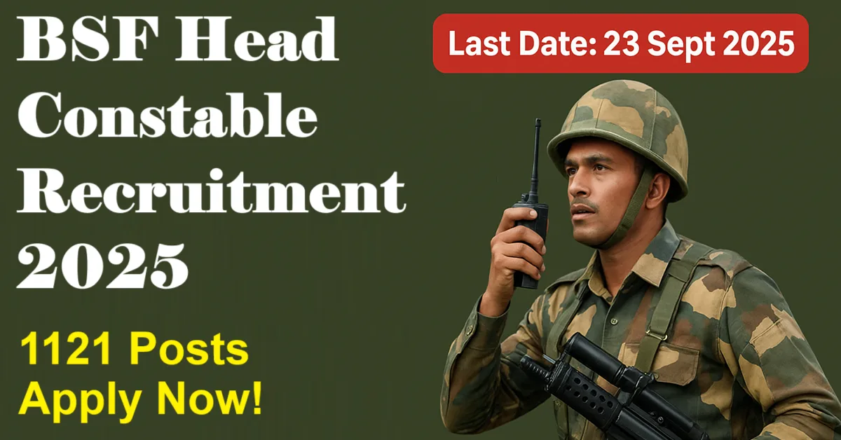 BSF Head Constable Recruitment 2025 – 1121 RO & RM Posts, Apply Online