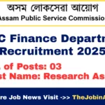 APSC Finance Department Recruitment 2025 – Apply for 3 Research Assistant Posts