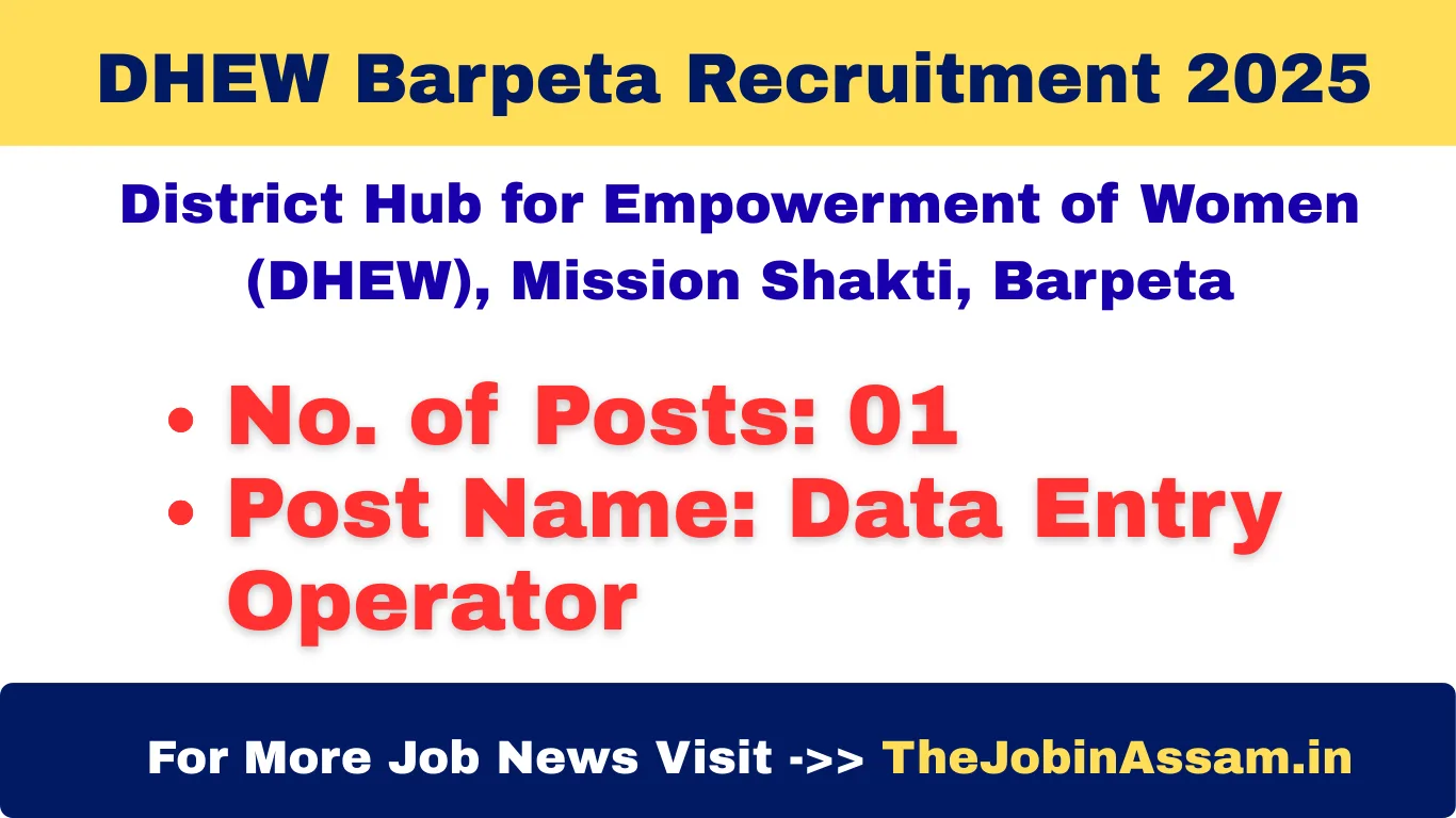 DHEW Barpeta Recruitment 2025 – Apply for Data Entry Operator Post (Rs. 10,400 Salary)