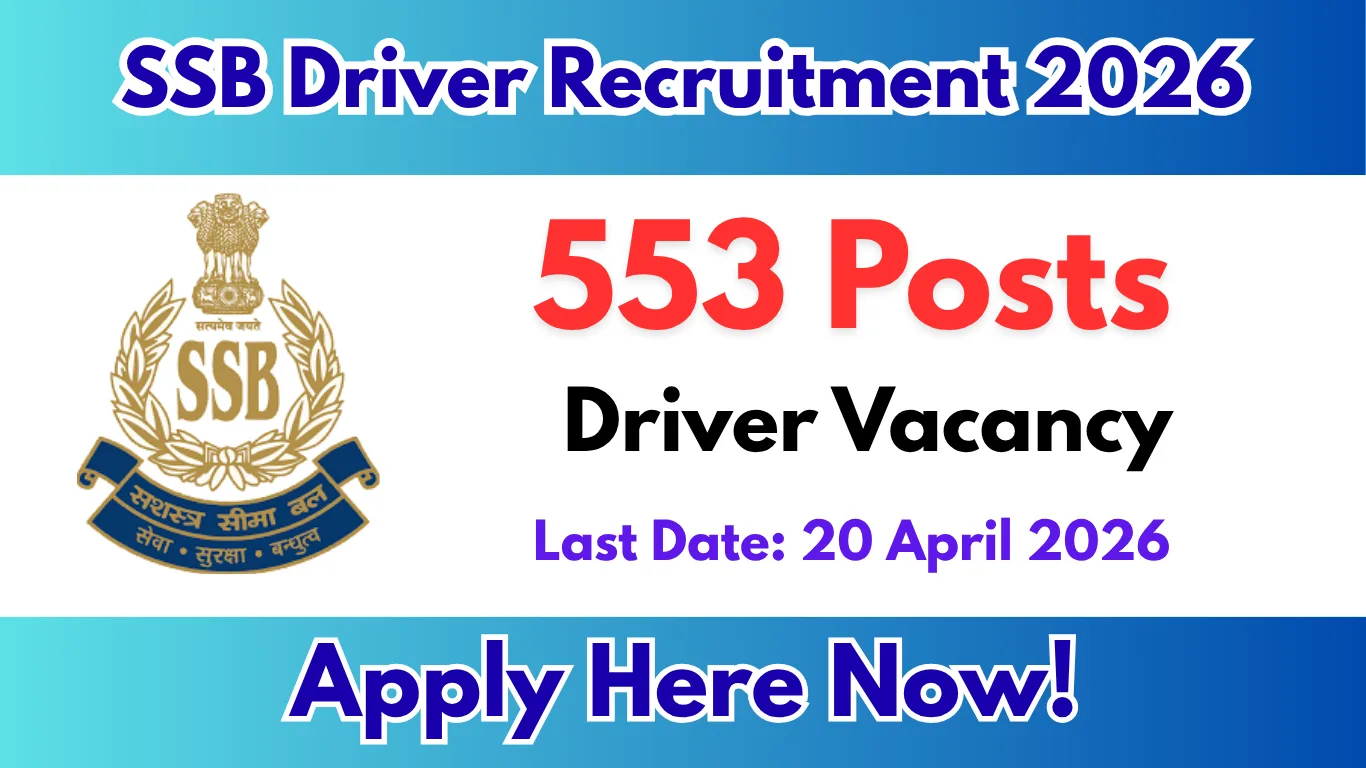 SSB Driver Recruitment 2026 – Apply Online for 553 Constable (Driver) Posts