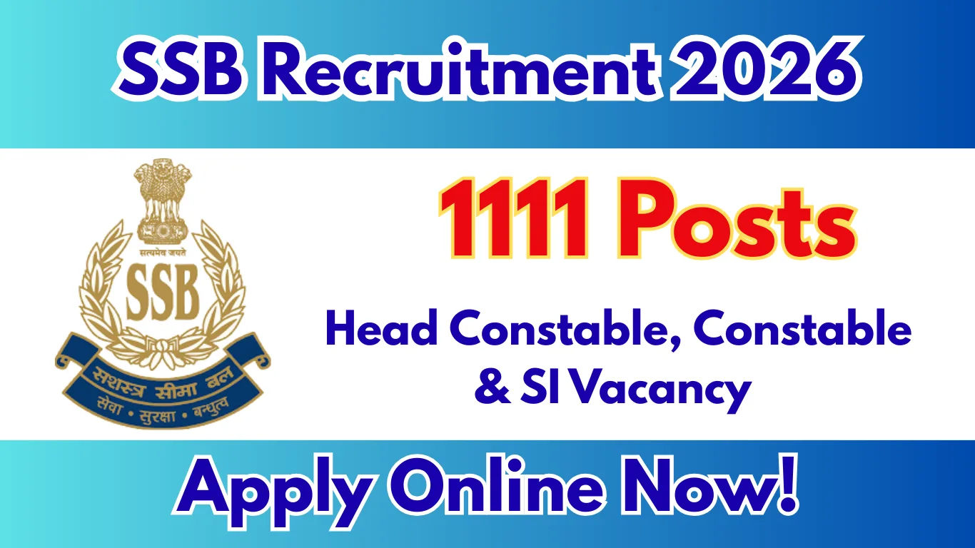 SSB Recruitment 2026 – Apply Online for 1111 Constable, Head Constable & SI Posts