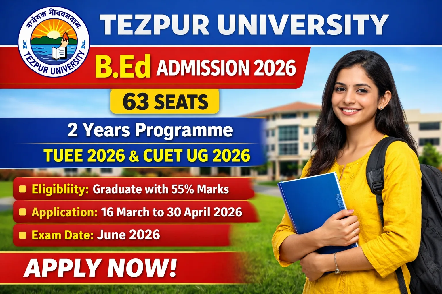 Tezpur University B.Ed Admission 2026 – Apply Online for 2-Year Programme