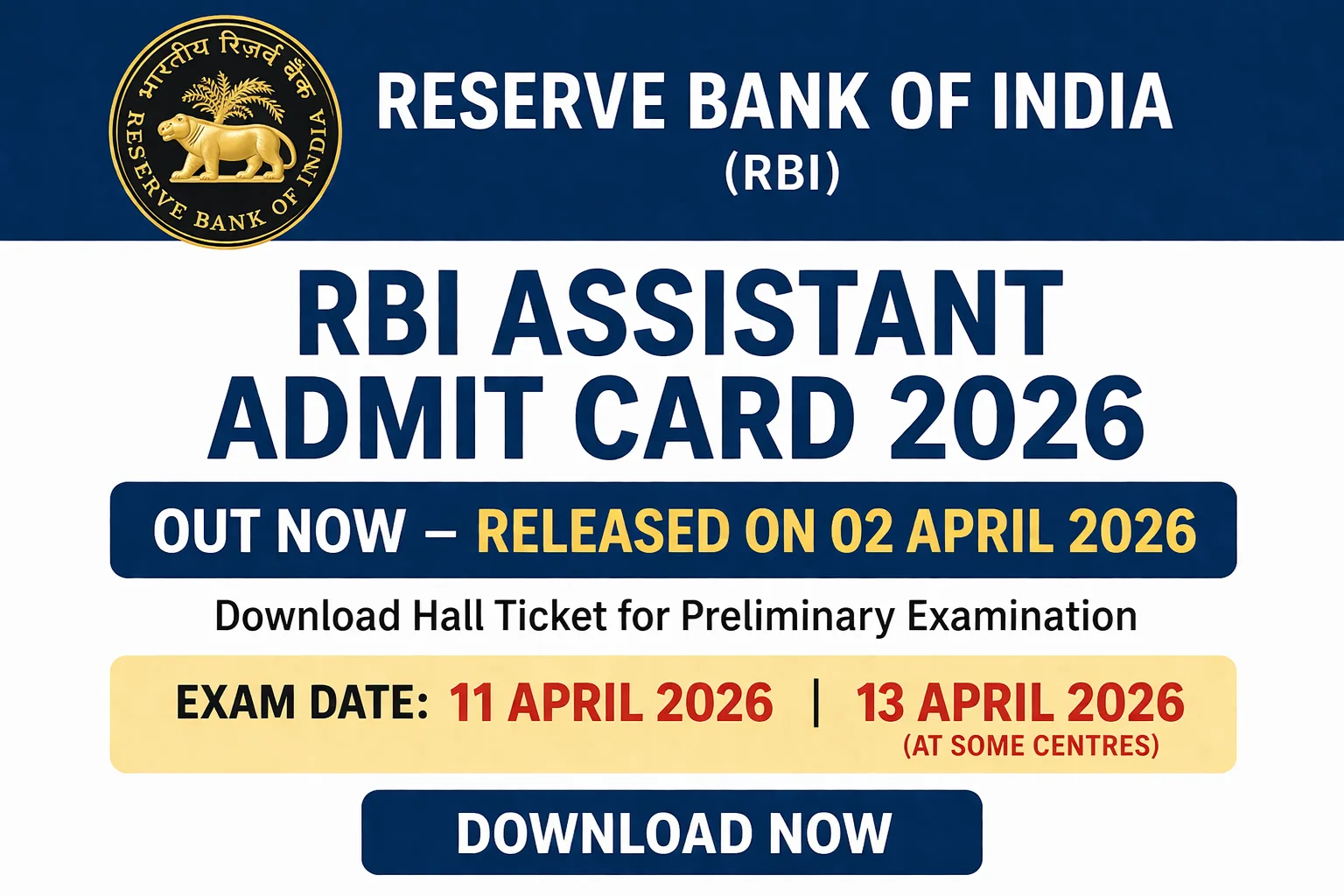 RBI Assistant Admit Card 2026 OUT – Download Call Letter