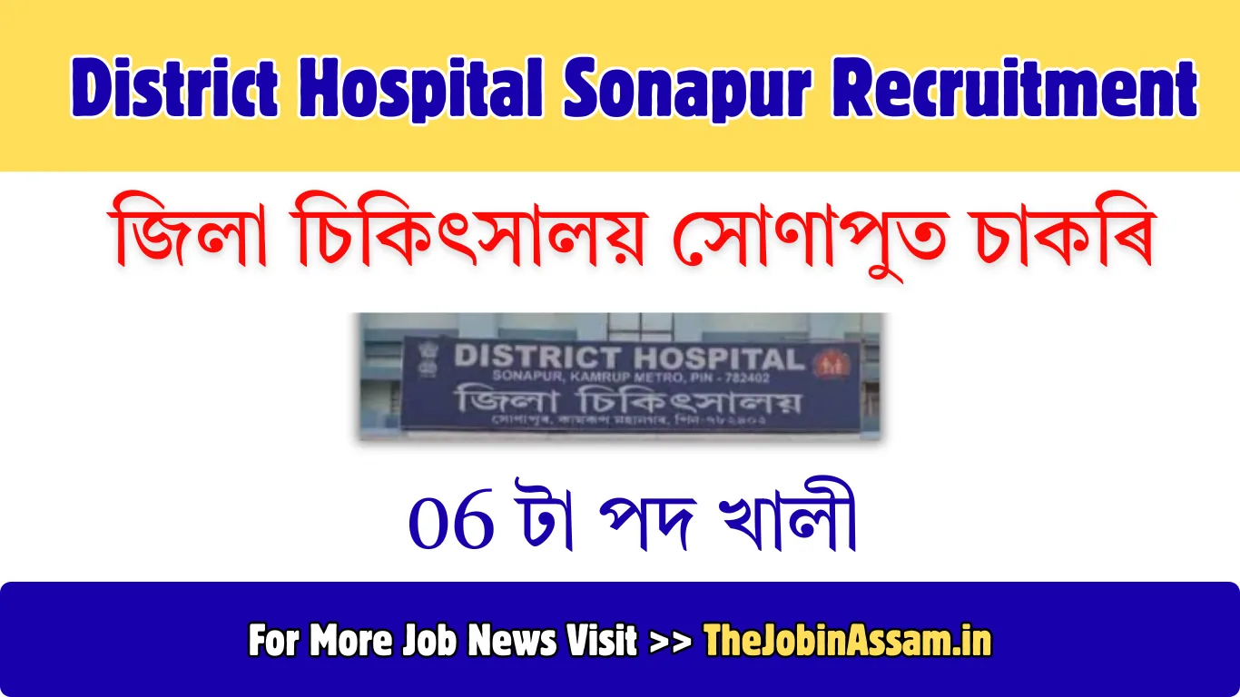 District Hospital Sonapur Recruitment 2026 - 06 Posts