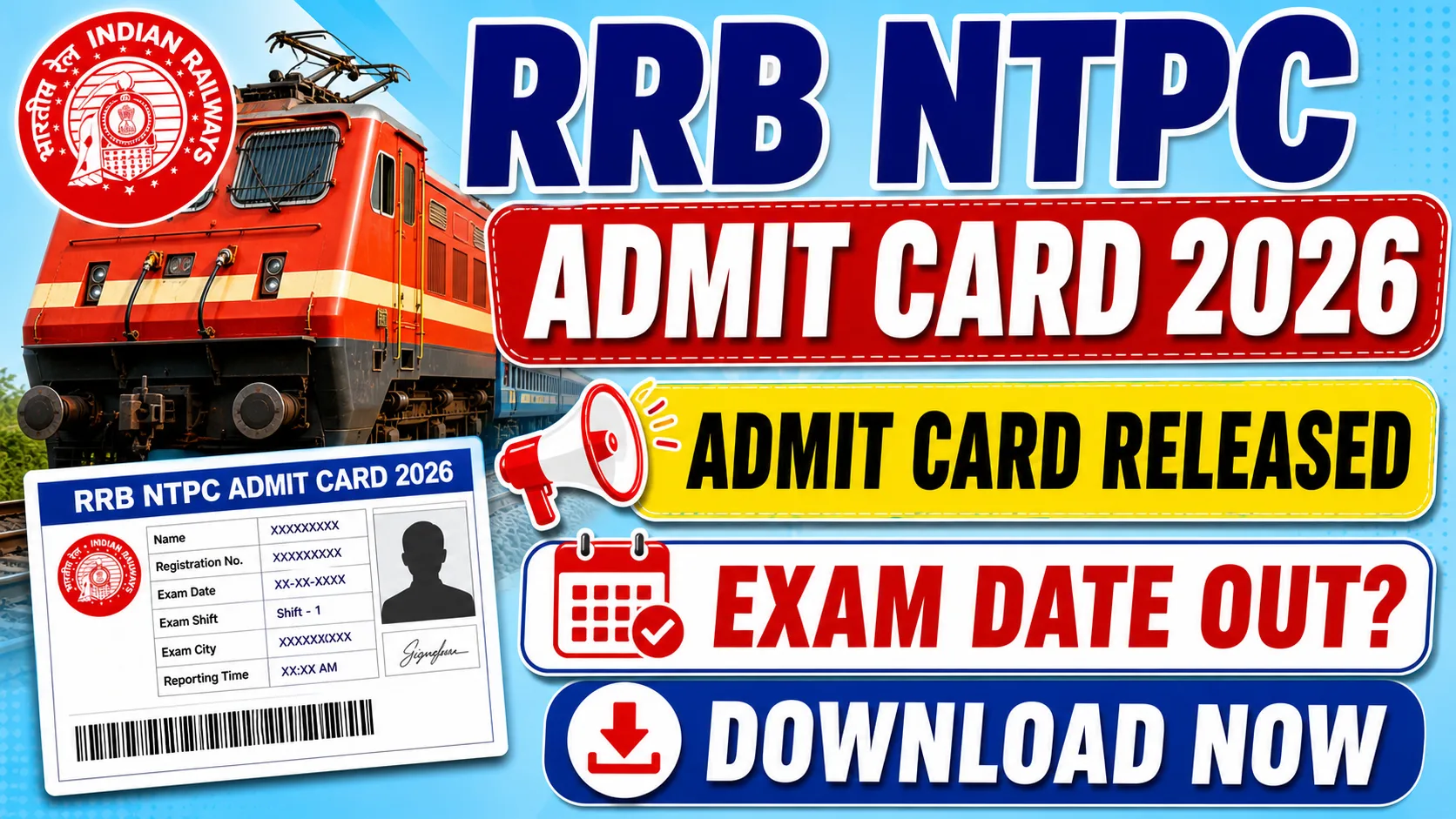 RRB NTPC Admit Card 2026 – Check Exam Date & Download Link Now