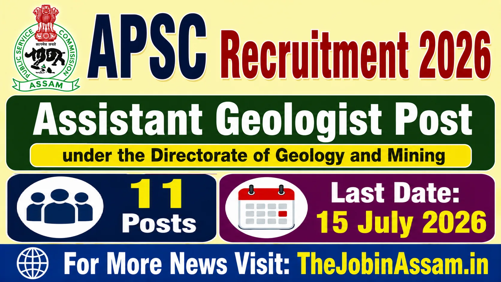APSC Assistant Geologist Recruitment 2026 – Apply Online for 11 Posts