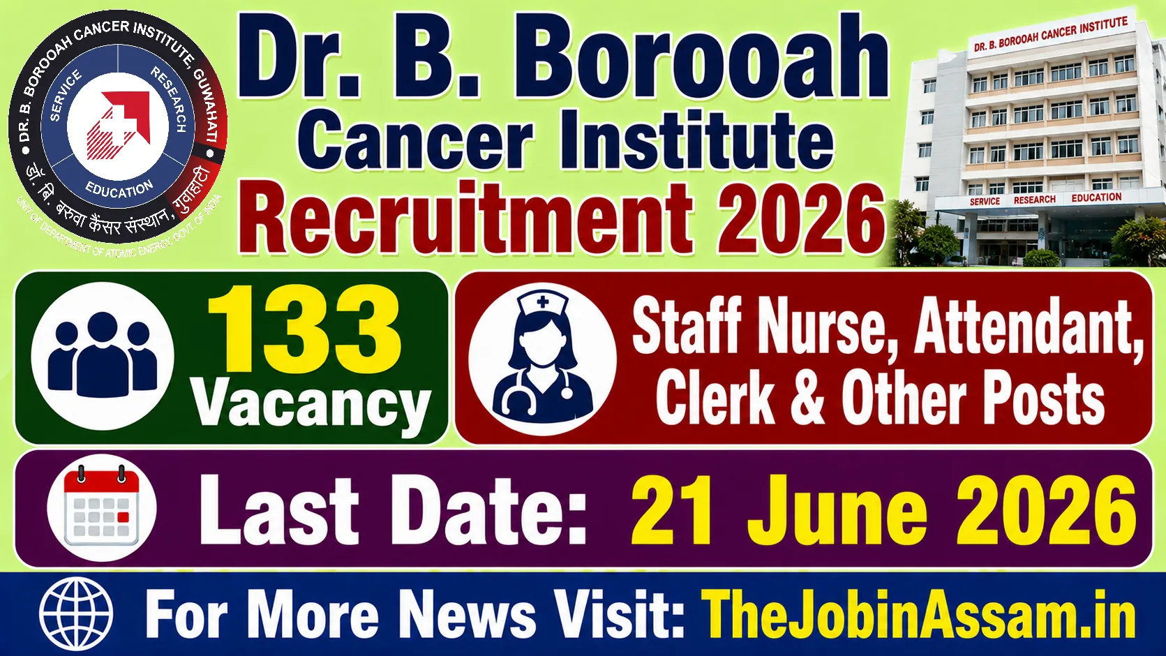 BBCI Guwahati Recruitment 2026: Apply for 133 Staff Nurse, Attendant, Clerk & Other Posts
