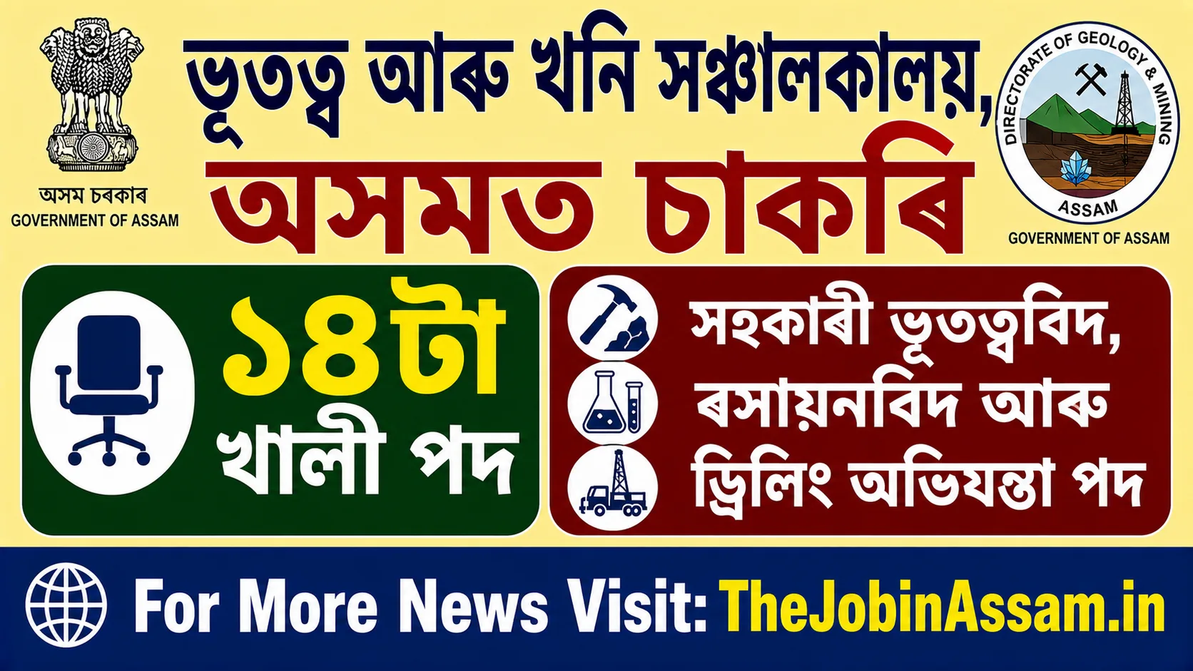 Geology and Mining Assam Recruitment 2026: 14 Assistant Geologist, Chemist & Drilling Engineer Posts