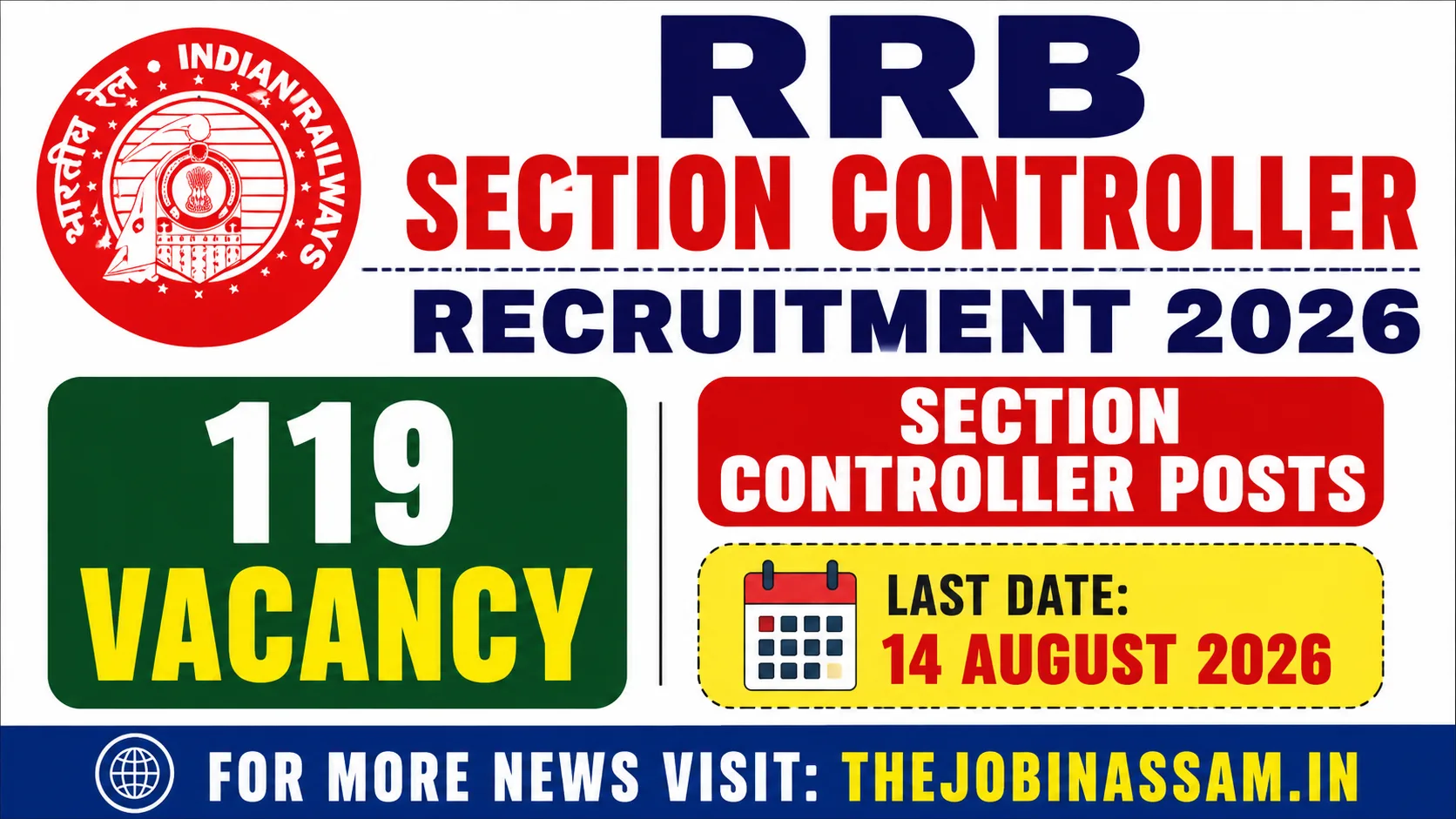 RRB Section Controller Recruitment 2026 – 119 Posts, Apply Online