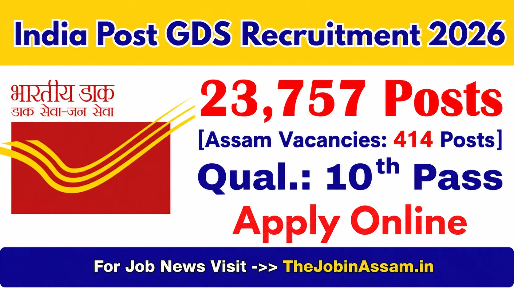 India Post GDS Recruitment 2026 - 23,757 Posts, Apply Now
